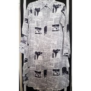SHEIN Newspaper print Shirtdress